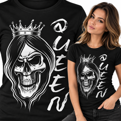 KOSZULKA ŚMIESZNA DAMSKA QUEEN SKULL